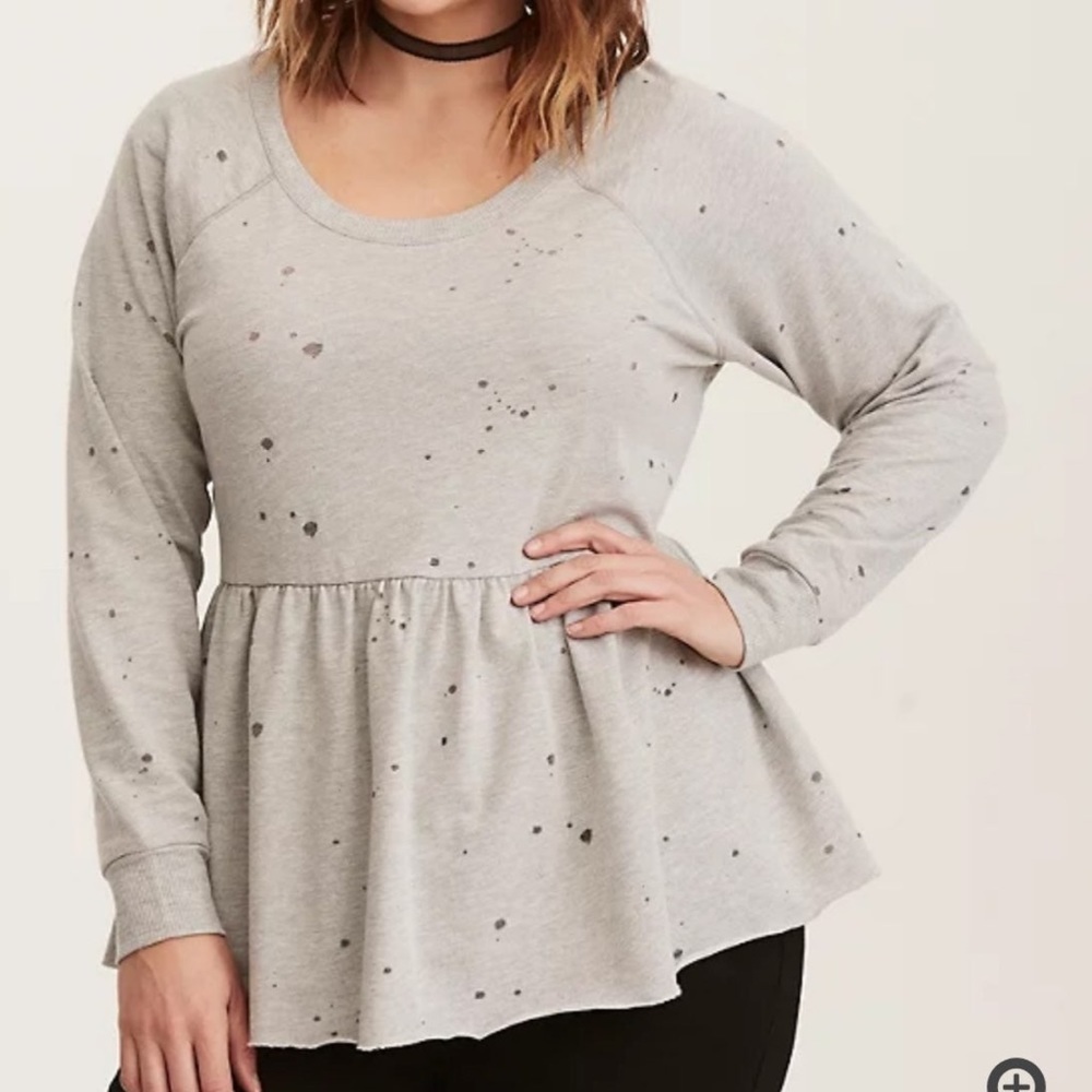 Torrid Destructed Babydoll Sweatshirt